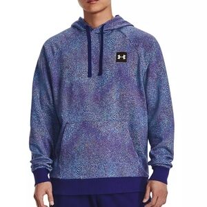 Under Armour Men Blue Rival Fleece Printed HD Hoodie Sweatshirt  Size Lg
